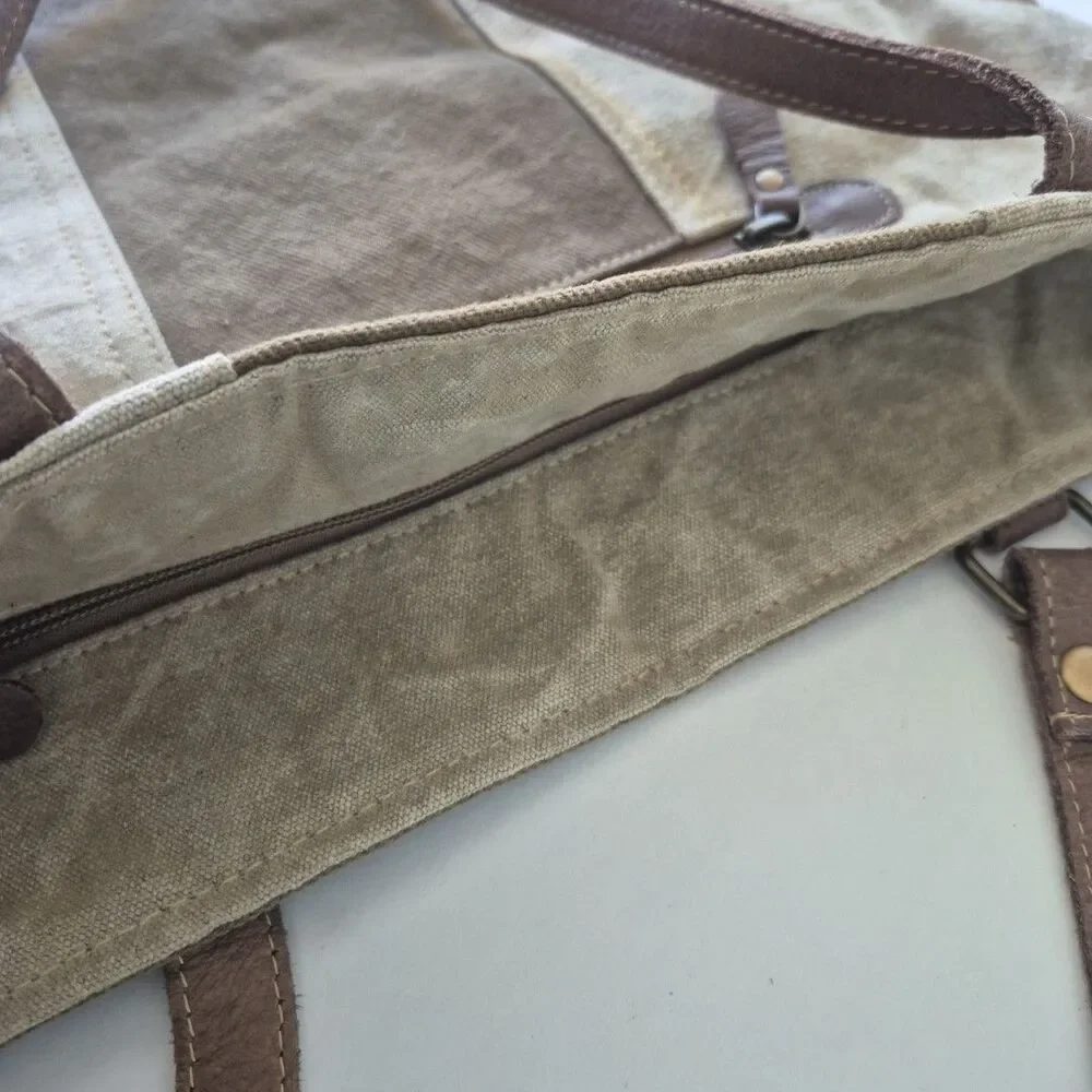 Myra Bag So The Adventure Begins 1960 The Journey Upcycled Denim and Canvas Tote